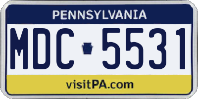 PA license plate MDC5531