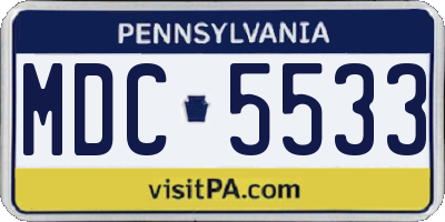 PA license plate MDC5533