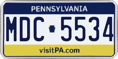 PA license plate MDC5534