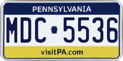 PA license plate MDC5536