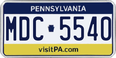 PA license plate MDC5540