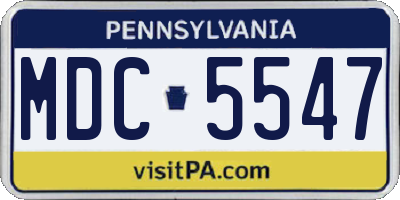 PA license plate MDC5547