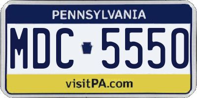 PA license plate MDC5550