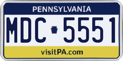 PA license plate MDC5551