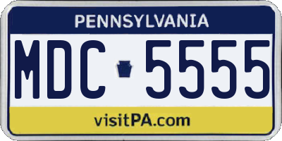 PA license plate MDC5555