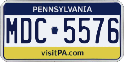 PA license plate MDC5576