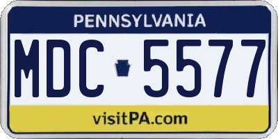 PA license plate MDC5577