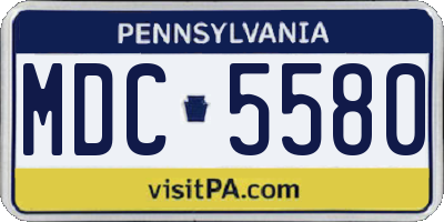 PA license plate MDC5580