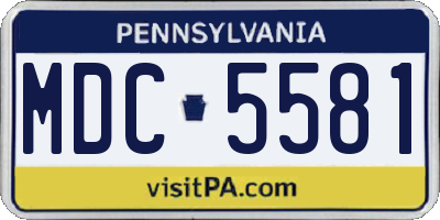 PA license plate MDC5581