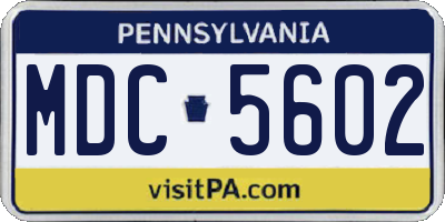 PA license plate MDC5602