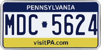 PA license plate MDC5624