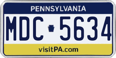 PA license plate MDC5634