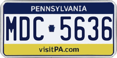 PA license plate MDC5636