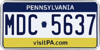 PA license plate MDC5637