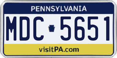 PA license plate MDC5651