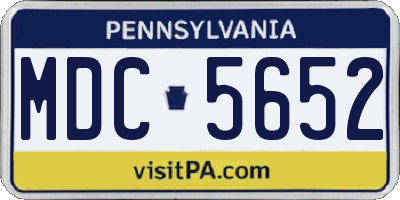 PA license plate MDC5652
