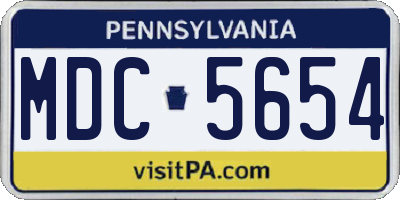 PA license plate MDC5654