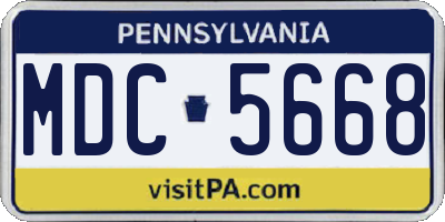 PA license plate MDC5668