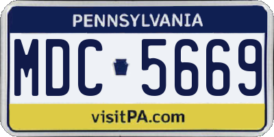 PA license plate MDC5669