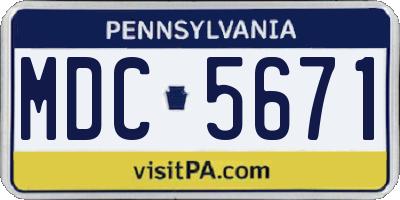 PA license plate MDC5671