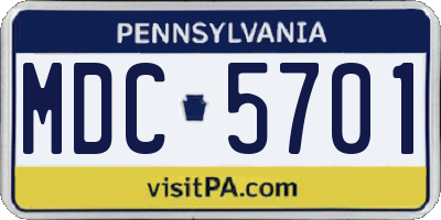 PA license plate MDC5701