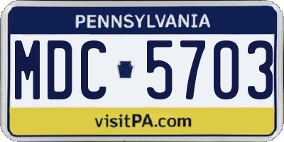 PA license plate MDC5703