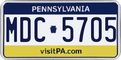 PA license plate MDC5705