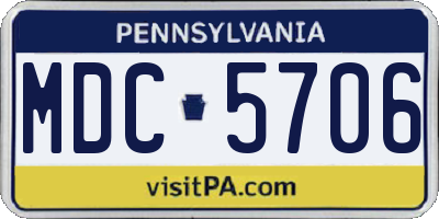 PA license plate MDC5706