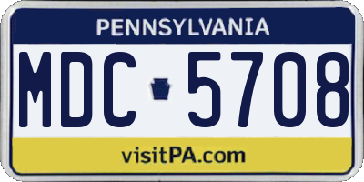 PA license plate MDC5708