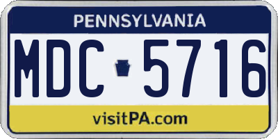 PA license plate MDC5716