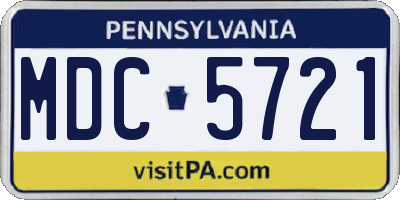 PA license plate MDC5721