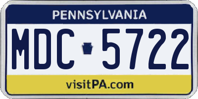 PA license plate MDC5722