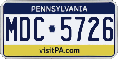 PA license plate MDC5726
