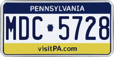 PA license plate MDC5728