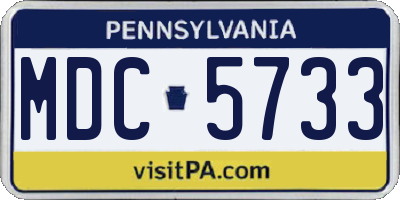 PA license plate MDC5733