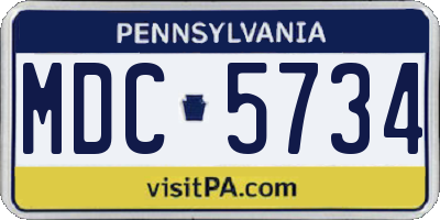 PA license plate MDC5734