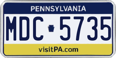 PA license plate MDC5735