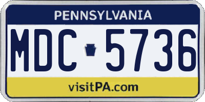 PA license plate MDC5736
