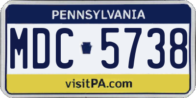 PA license plate MDC5738