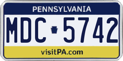 PA license plate MDC5742