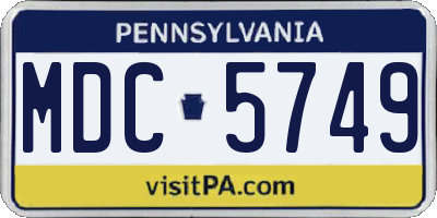 PA license plate MDC5749