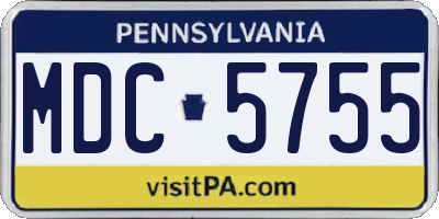 PA license plate MDC5755