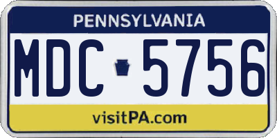 PA license plate MDC5756