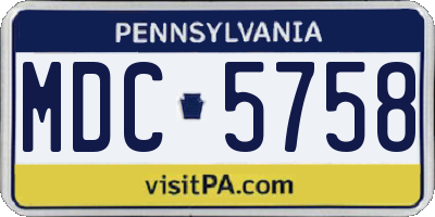 PA license plate MDC5758