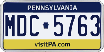 PA license plate MDC5763