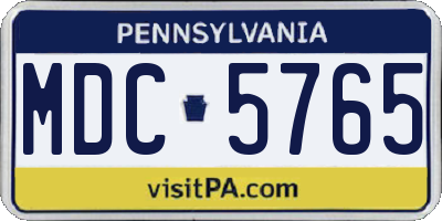 PA license plate MDC5765