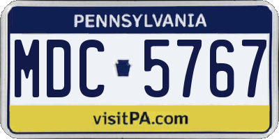 PA license plate MDC5767