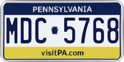 PA license plate MDC5768