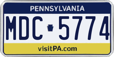PA license plate MDC5774