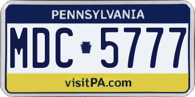 PA license plate MDC5777